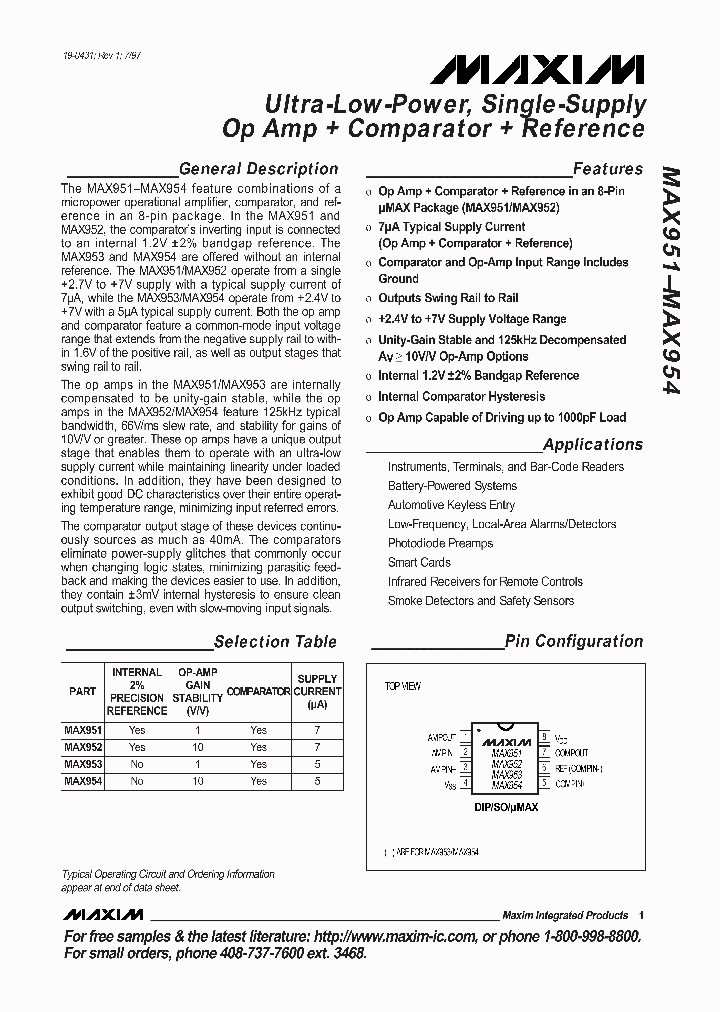 MAX954_27494.PDF Datasheet Download