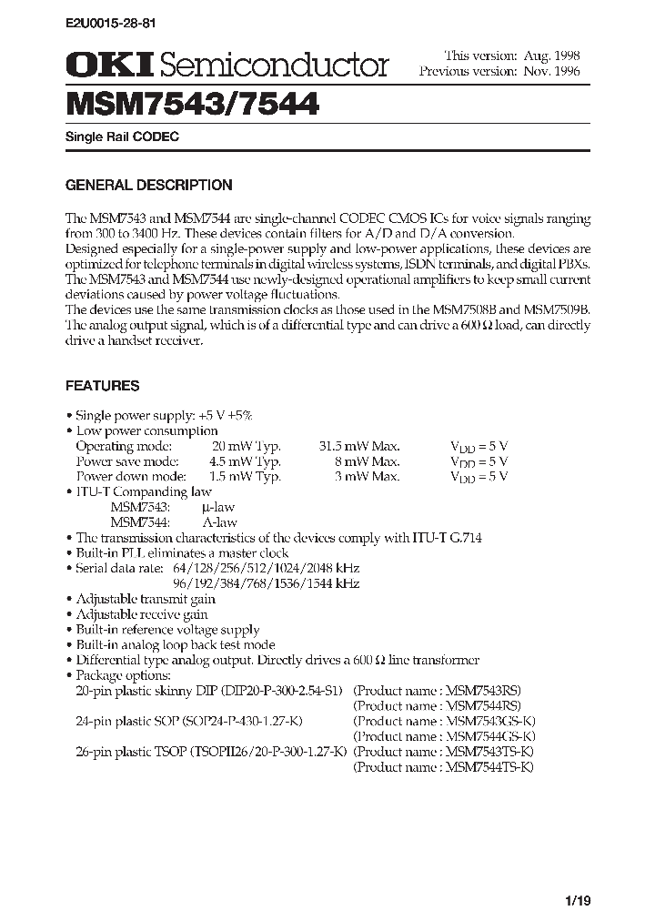 MSM7543_151376.PDF Datasheet