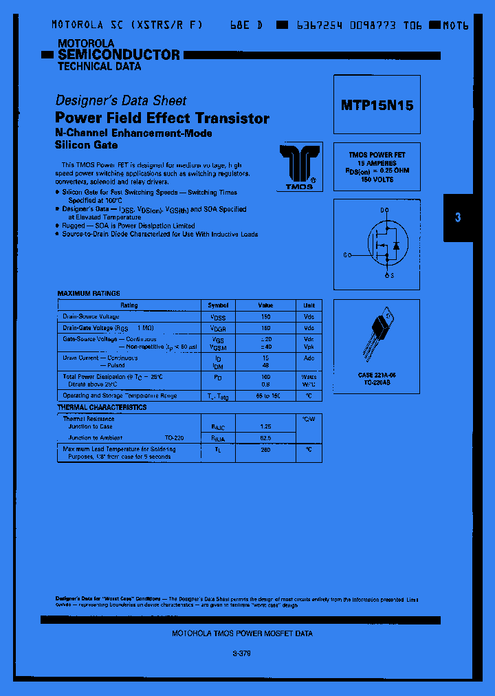 MTP15N15_64796.PDF Datasheet