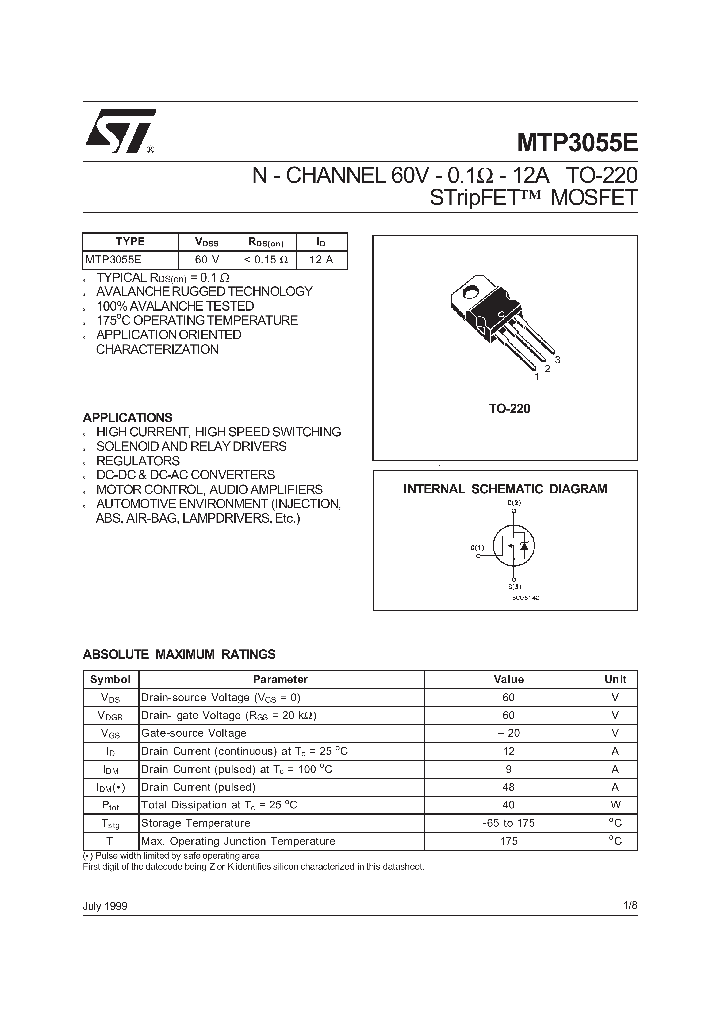 MTP3055E_64878.PDF Datasheet Download --- IC-ON-LINE