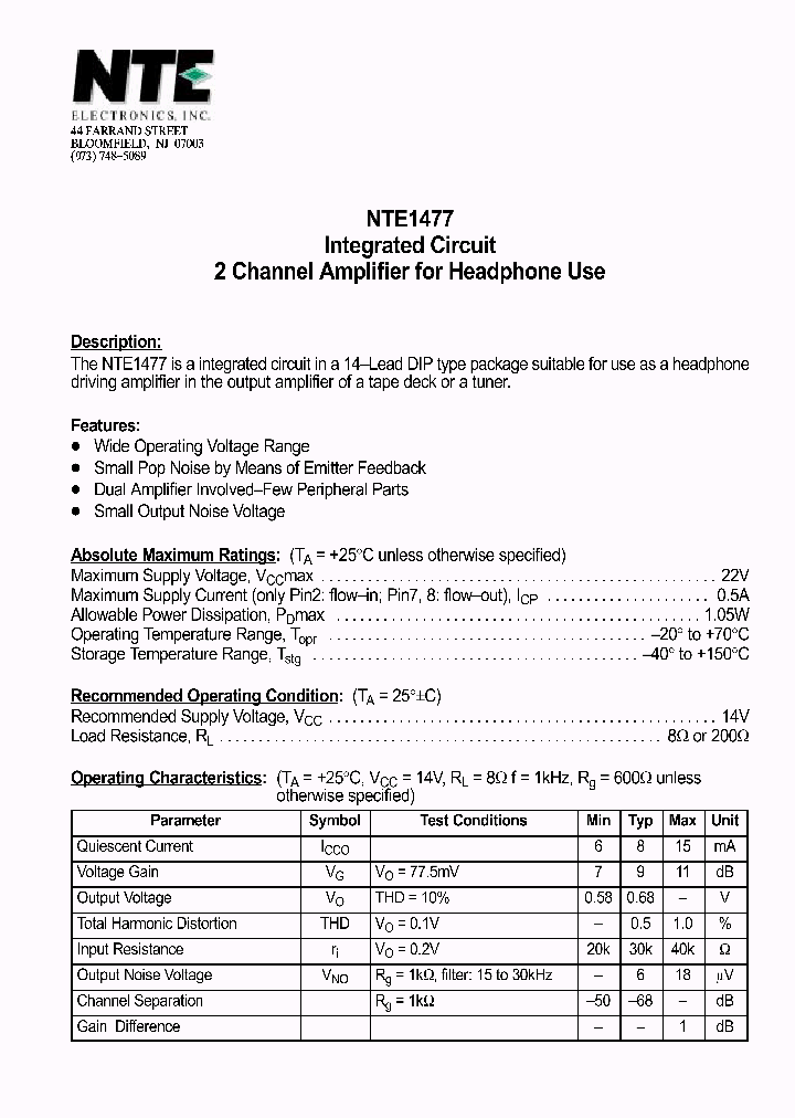 NTE1477_69735.PDF Datasheet