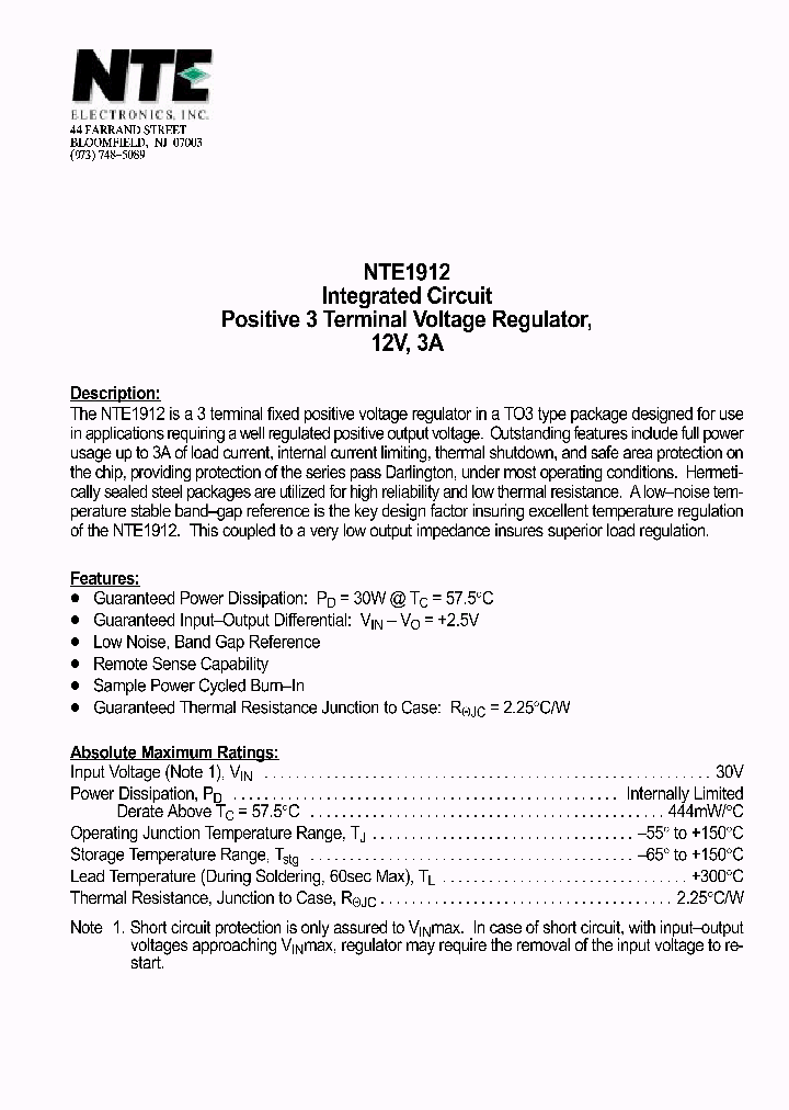 NTE1912_69762.PDF Datasheet