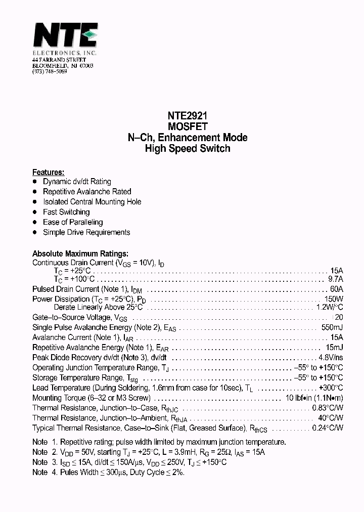 NTE2921_69850.PDF Datasheet