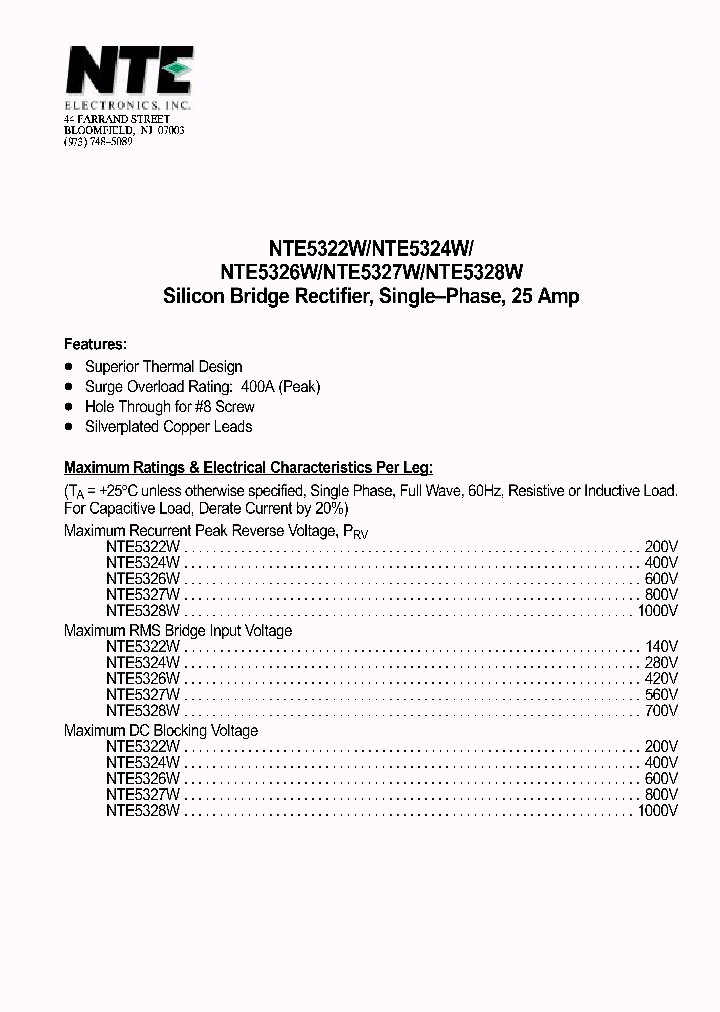 NTE5322W_69983.PDF Datasheet