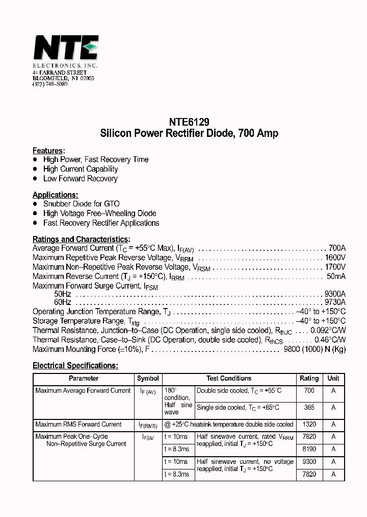 NTE6129_70032.PDF Datasheet