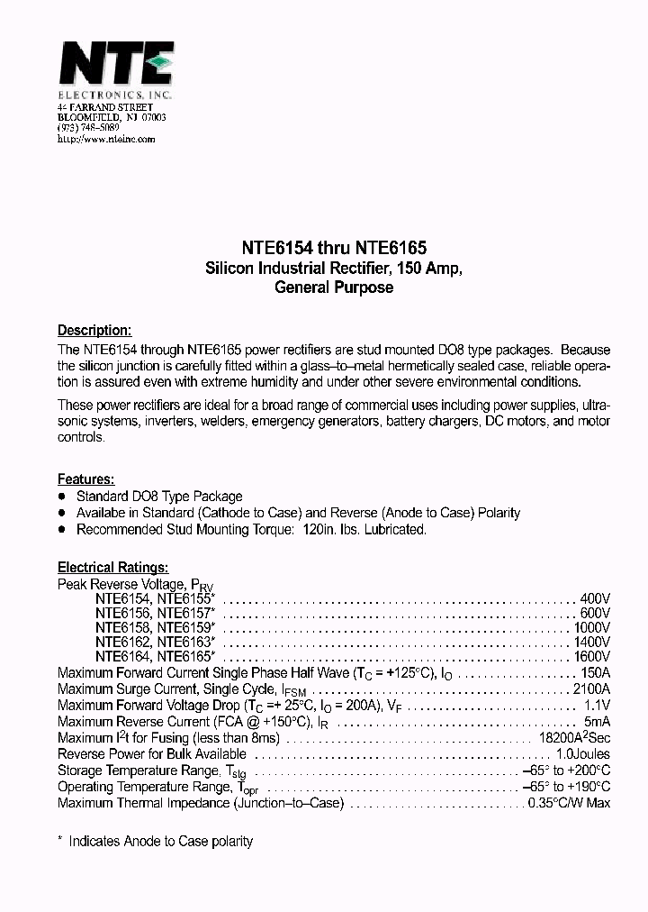 NTE6154_70035.PDF Datasheet