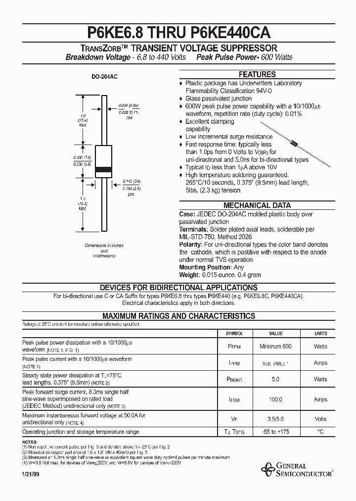 P6KE200_2676.PDF Datasheet Download --- IC-ON-LINE