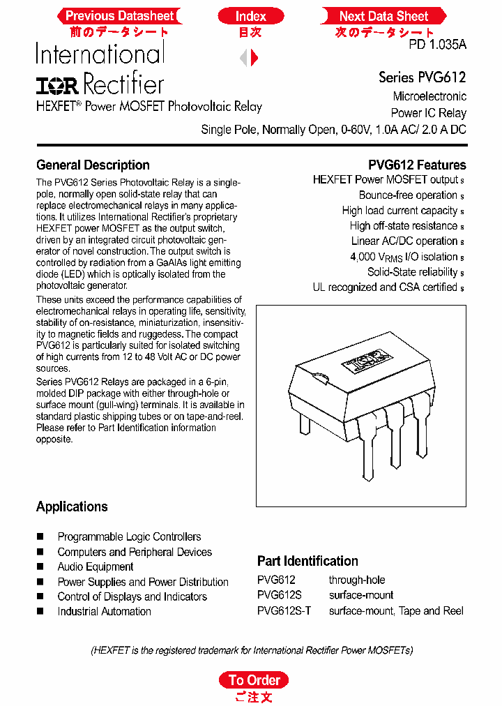 PVG612_95274.PDF Datasheet Download --- IC-ON-LINE