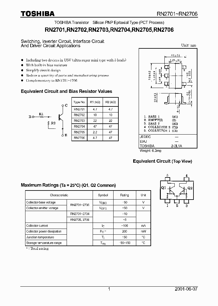 RN2701_174088.PDF Datasheet Download --- IC-ON-LINE