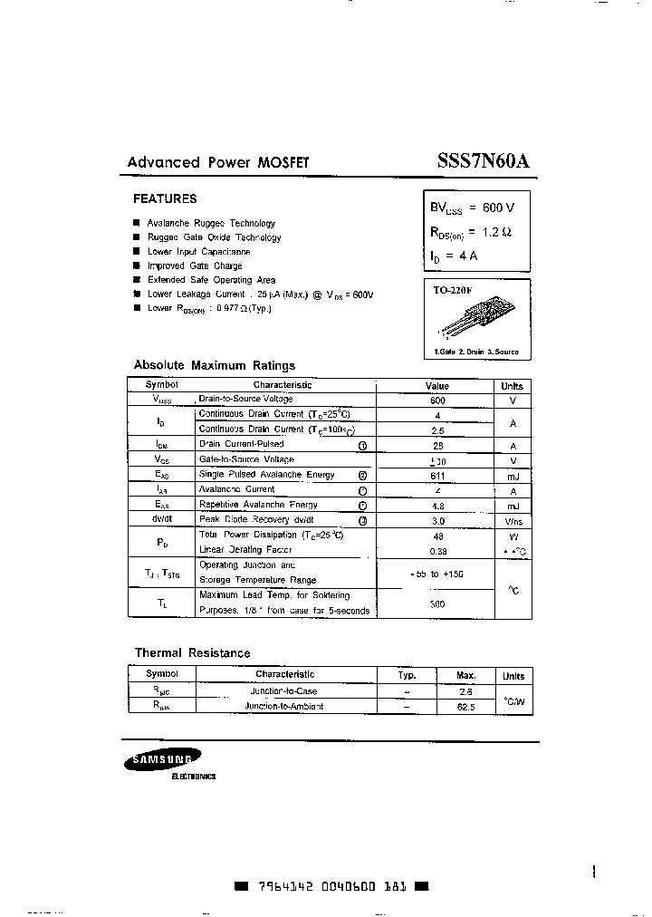 SSS7N60A_35836.PDF Datasheet Download --- IC-ON-LINE