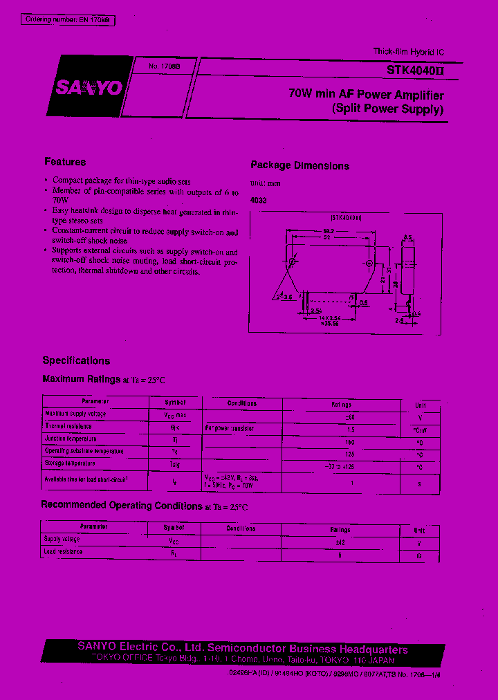 STK4040II_191988.PDF Datasheet Download --- IC-ON-LINE