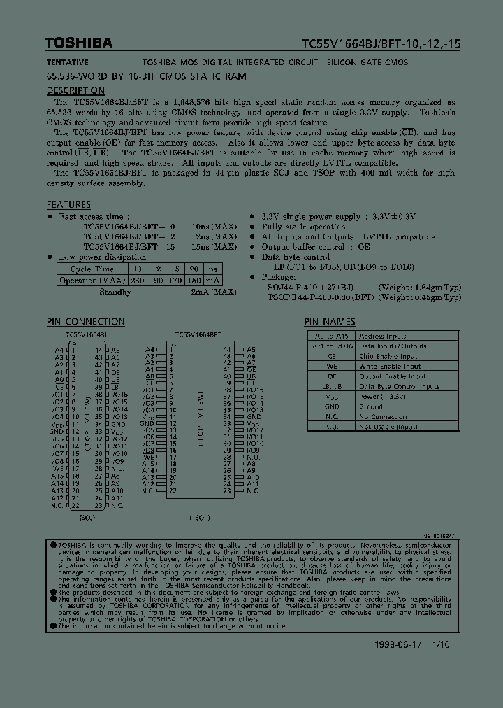 TC55V16648BBFT-10_57143.PDF Datasheet