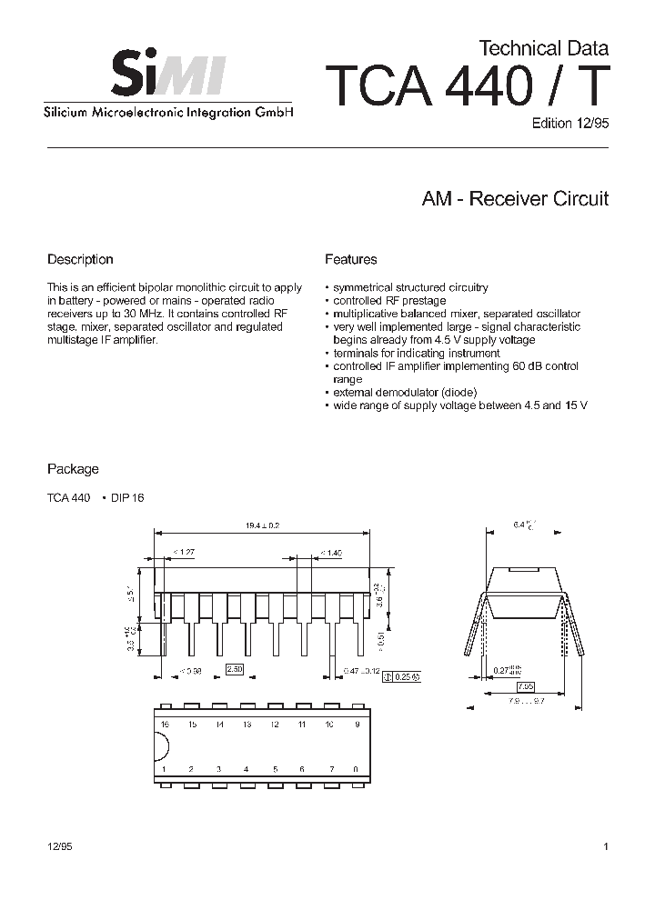 TCA440_70926.PDF Datasheet Download --- IC-ON-LINE