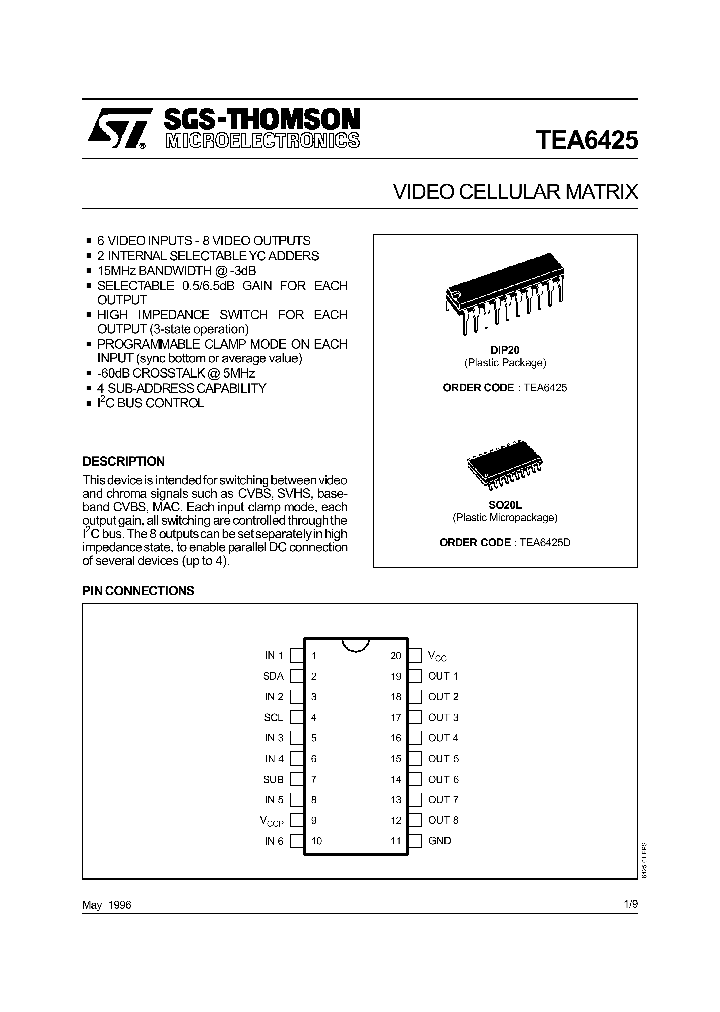 TEA6425_88466.PDF Datasheet