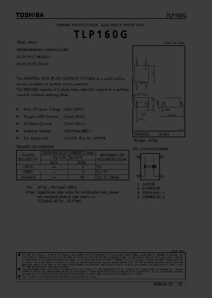 TLP160_178115.PDF Datasheet