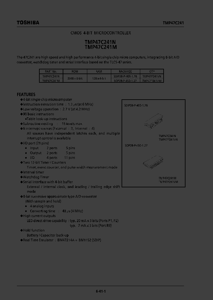 TMP47C241M_37288.PDF Datasheet