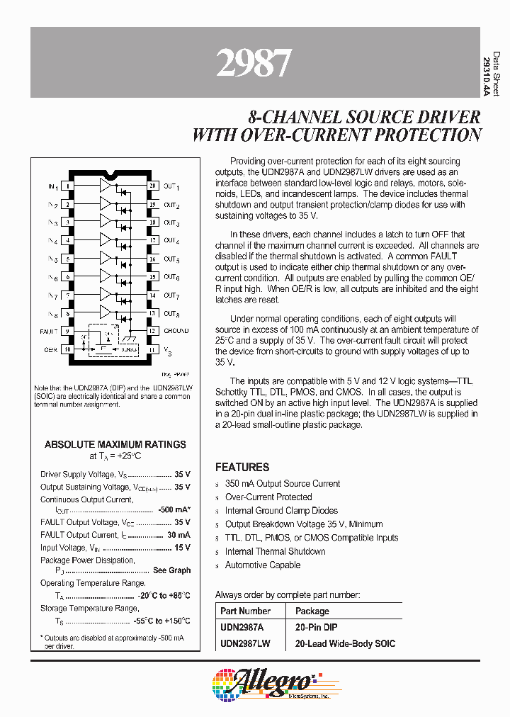 UDN2987_16141.PDF Datasheet Download --- IC-ON-LINE