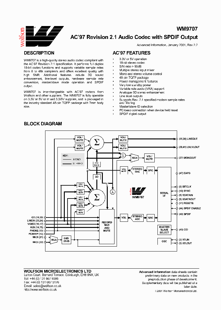 WM9707_51932.PDF Datasheet Download --- IC-ON-LINE
