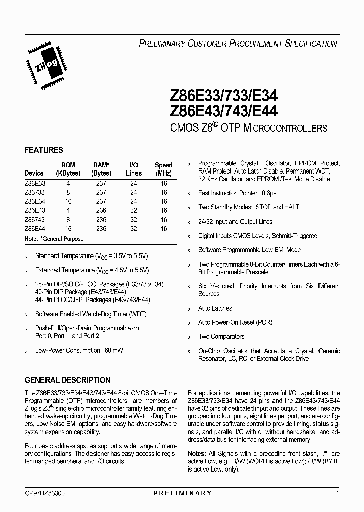 Z86743_27258.PDF Datasheet