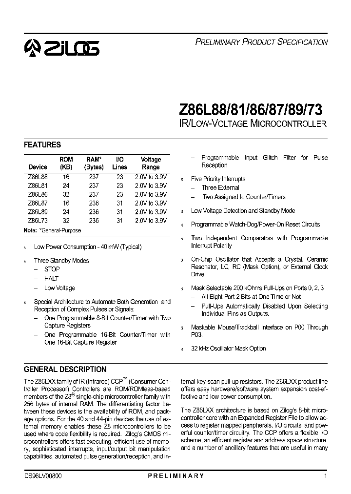Z86L86_26987.PDF Datasheet