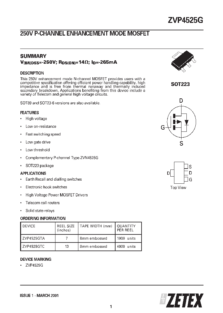 ZVP4525_53791.PDF Datasheet