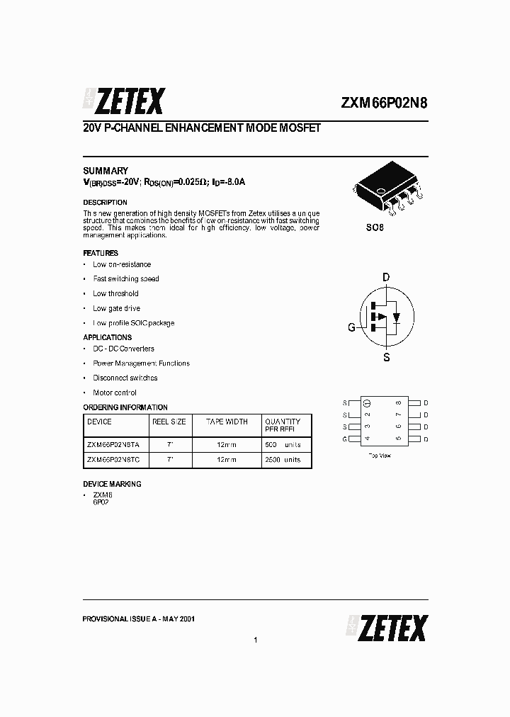 ZXM66P02N8_22392.PDF Datasheet