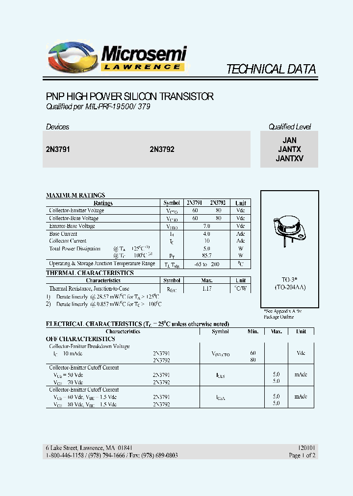 JANTXV2N3791NBSP_259045.PDF Datasheet