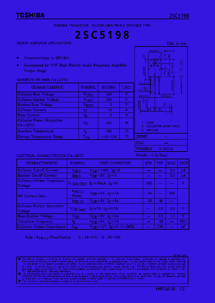 2SC5198_185646.PDF Datasheet Download --- IC-ON-LINE