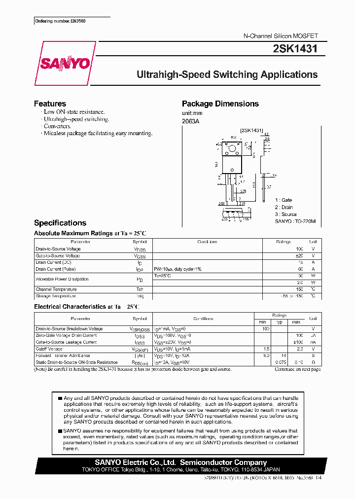 2SK1431_295087.PDF Datasheet