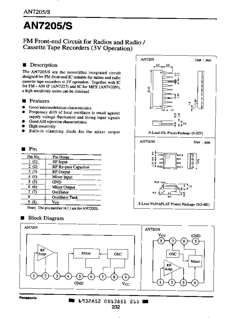 AN7205S_219031.PDF Datasheet Download --- IC-ON-LINE
