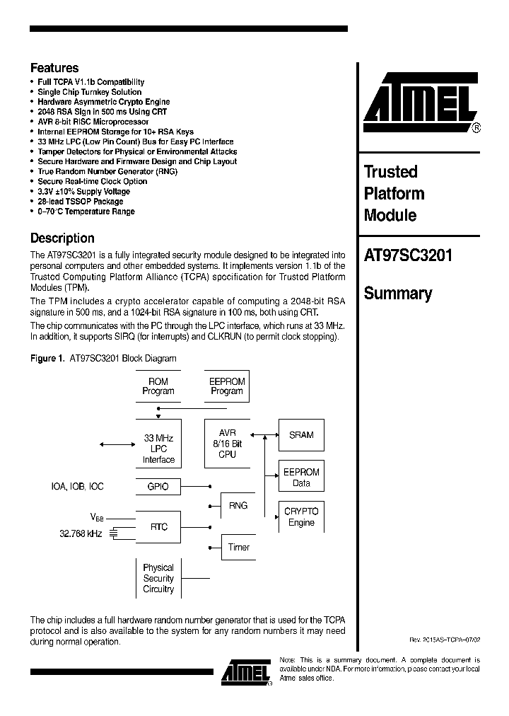 AT97SC3201NBSP_286247.PDF Datasheet Download --- IC-ON-LINE