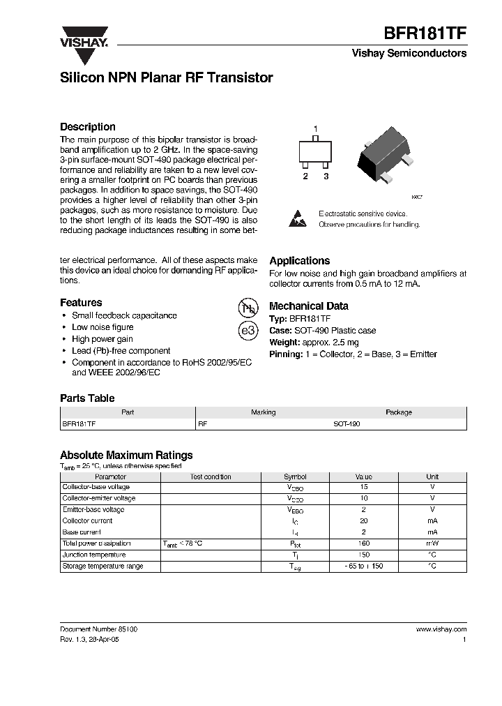 BFR181TF_301564.PDF Datasheet