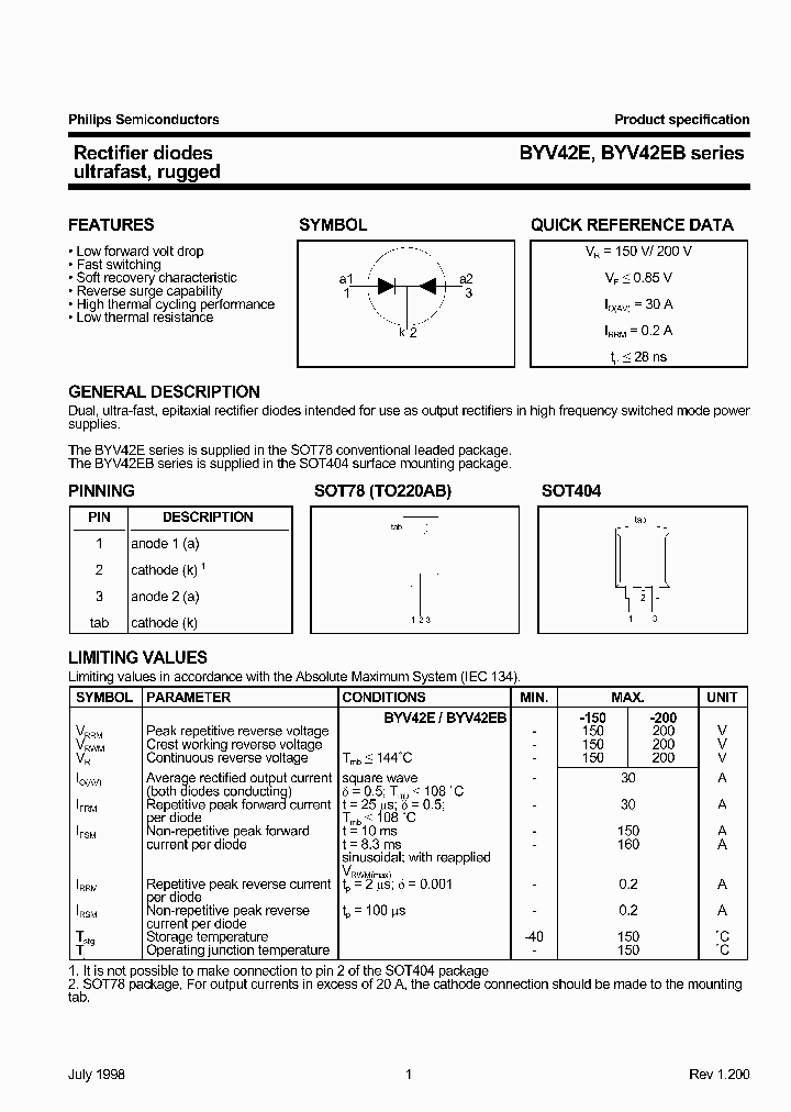 BYV42EBSERIES_247887.PDF Datasheet Download --- IC-ON-LINE
