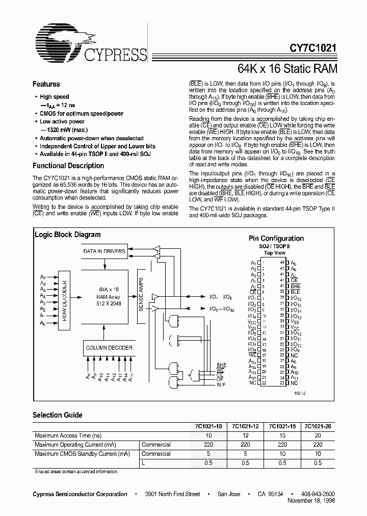 CY7C1021_278147.PDF Datasheet