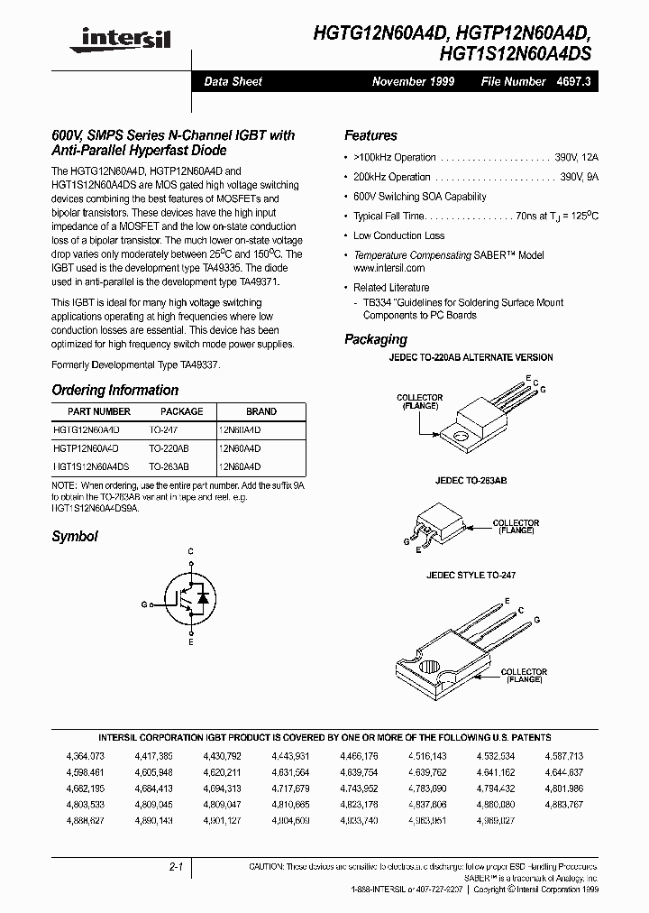 HGT1S12N60A4DS_282895.PDF Datasheet Download --- IC-ON-LINE