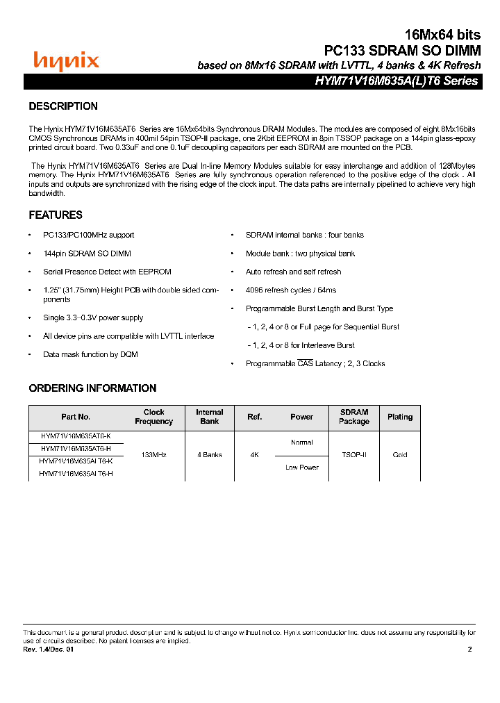 HYM71V16M635ALT6_203660.PDF Datasheet