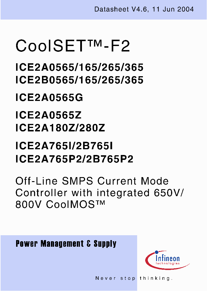 ICE2A165_277586.PDF Datasheet Download --- IC-ON-LINE