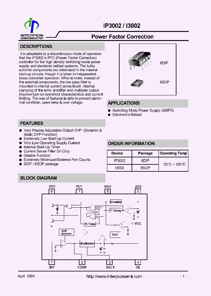IP3002_285373.PDF Datasheet Download --- IC-ON-LINE