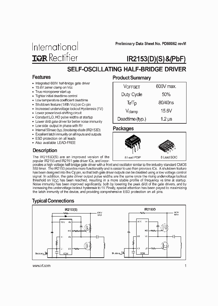 IR2153DPBF_257453.PDF Datasheet Download --- IC-ON-LINE