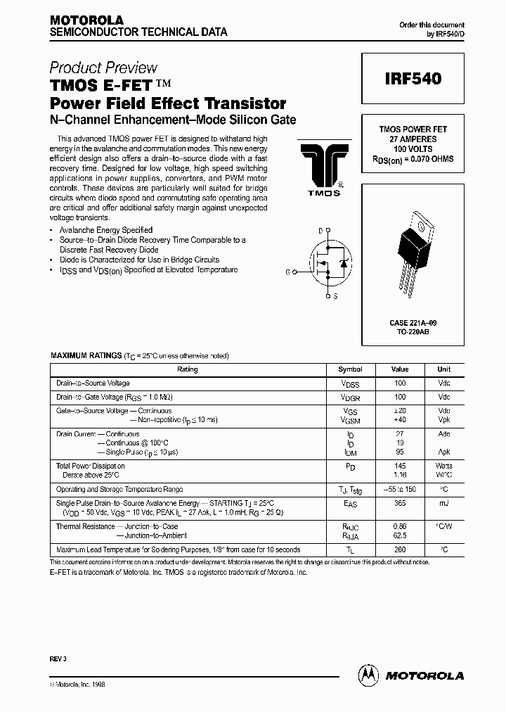 IRF540D_277061.PDF Datasheet Download --- IC-ON-LINE