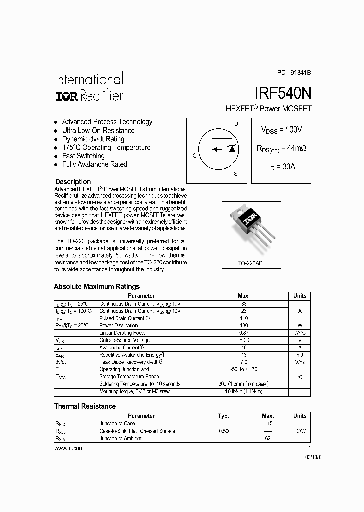 IRF540N_277057.PDF Datasheet Download