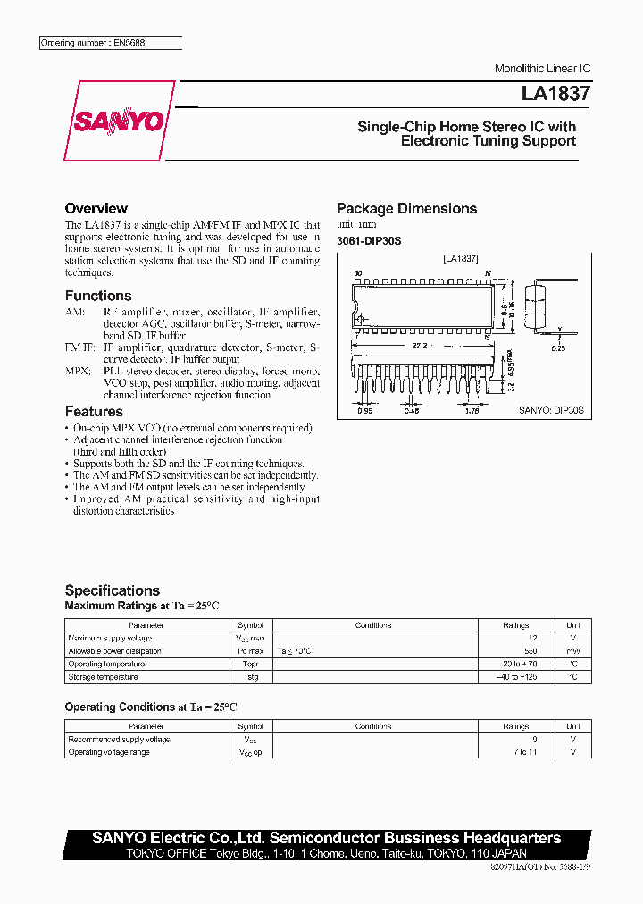 LA1837_155073.PDF Datasheet Download --- IC-ON-LINE