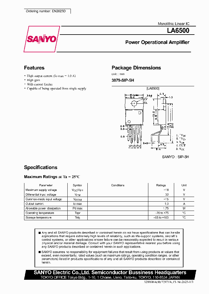 LA6500_291978.PDF Datasheet Download --- IC-ON-LINE