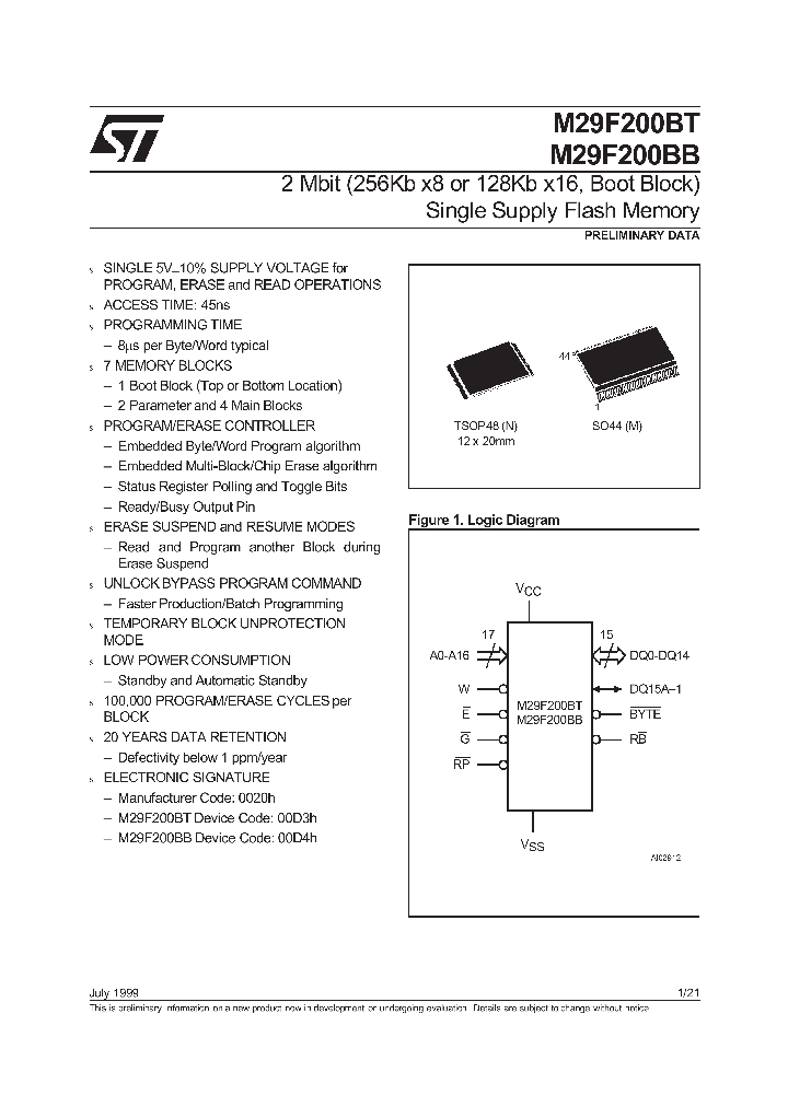 M29F200BB_290219.PDF Datasheet