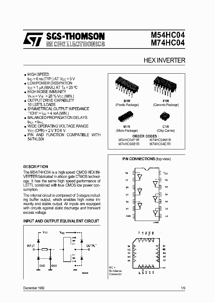 M74HC04B1R_18440.PDF Datasheet