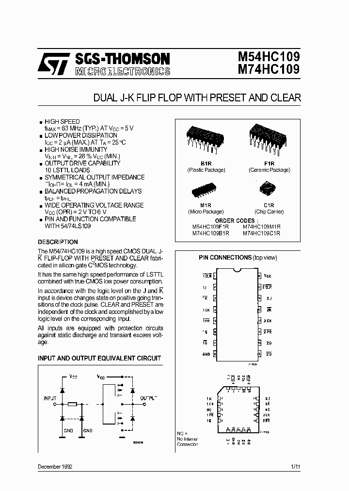 M74HC109_277403.PDF Datasheet