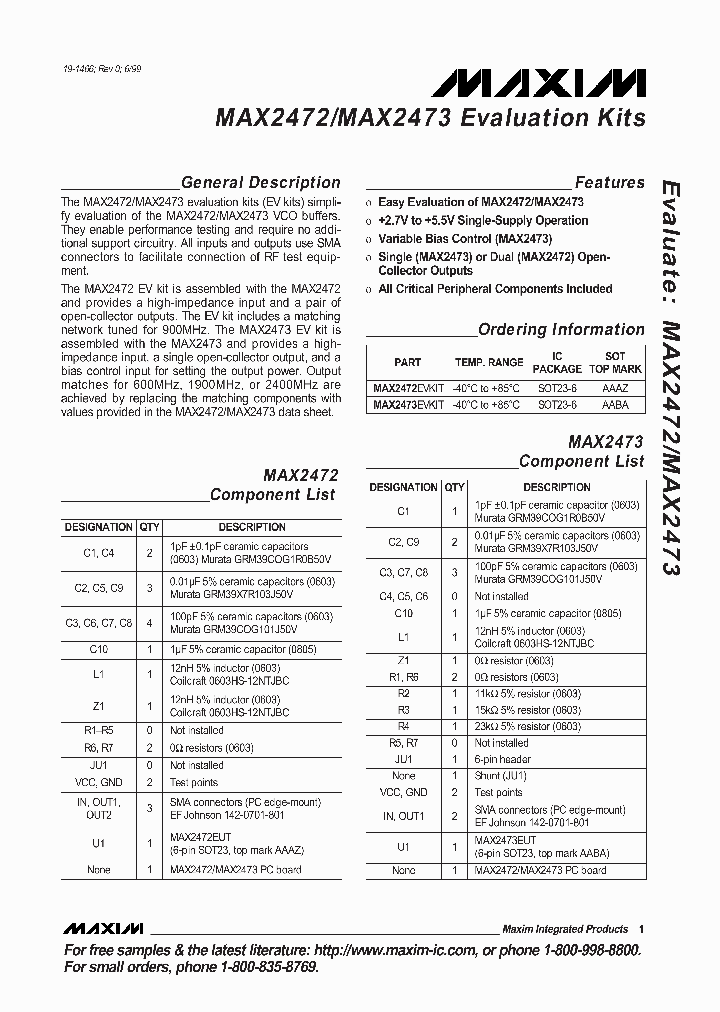 MAX2473EVKIT_296385.PDF Datasheet