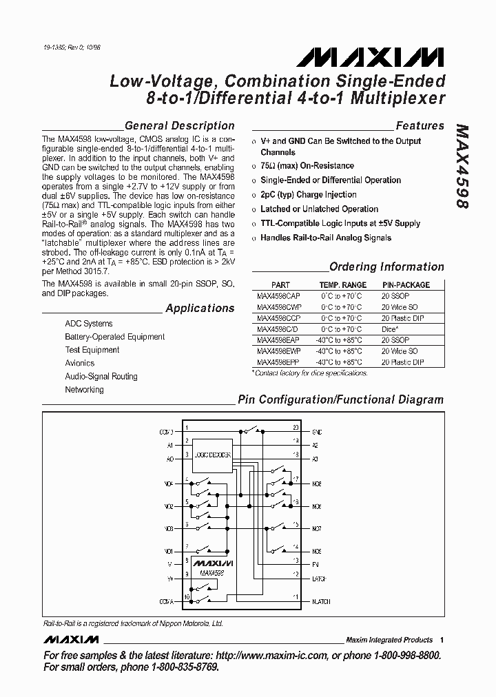 MAX4598_259320.PDF Datasheet