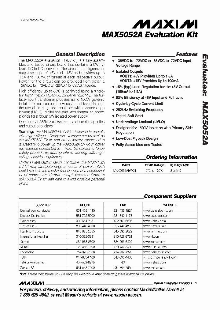 MAX5052AEVKIT_263468.PDF Datasheet