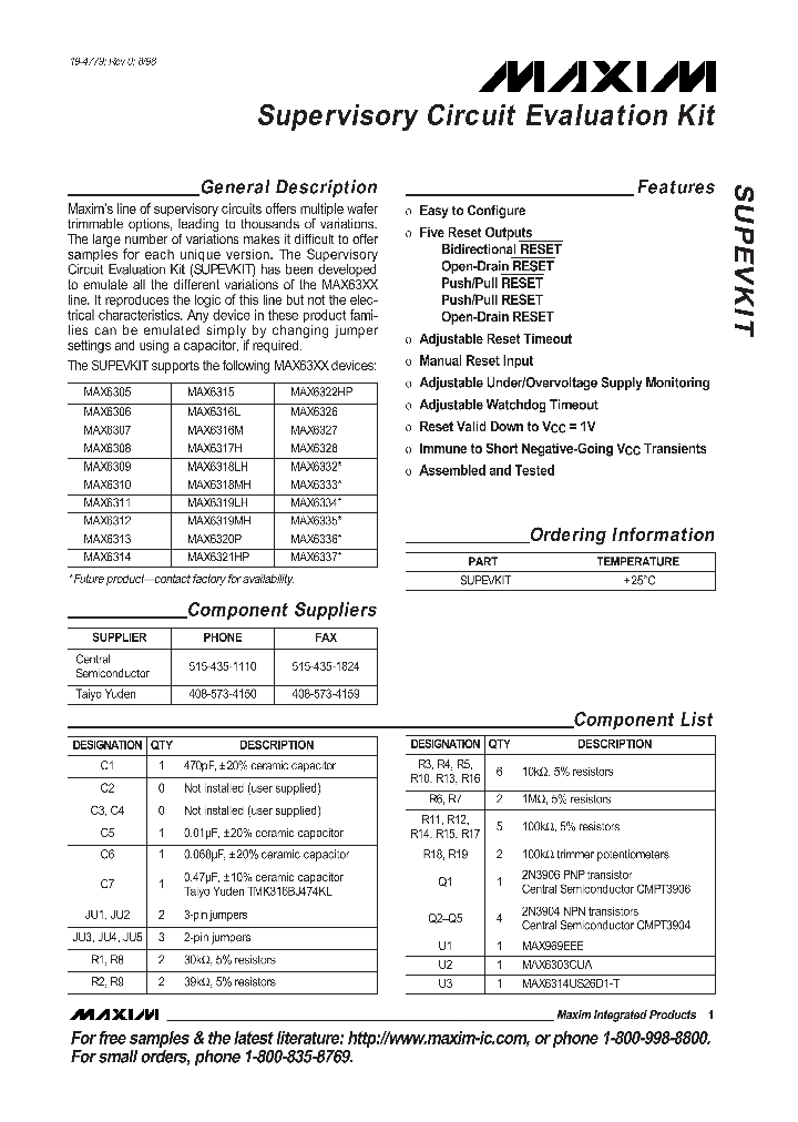 MAX63XXSUPEVKIT_289461.PDF Datasheet